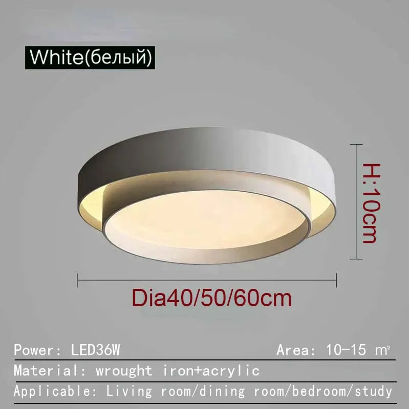 plafonnier led moderne minimaliste blanc gris rond lisse intérieur salon chambre