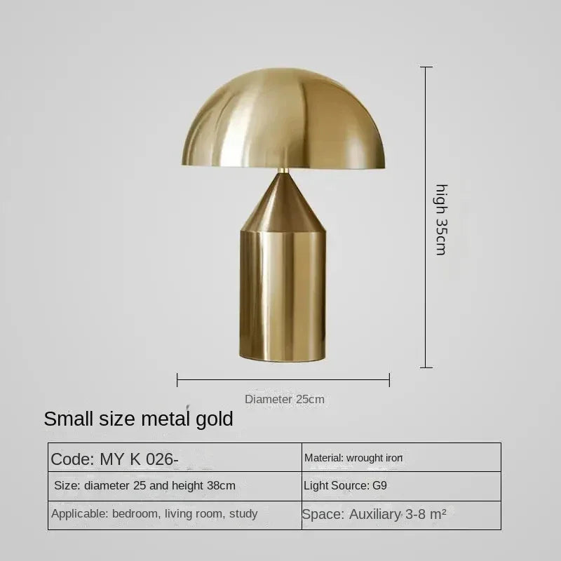 lampe table moderne métal doré forme champignon luxe éclairage intérieur maison
