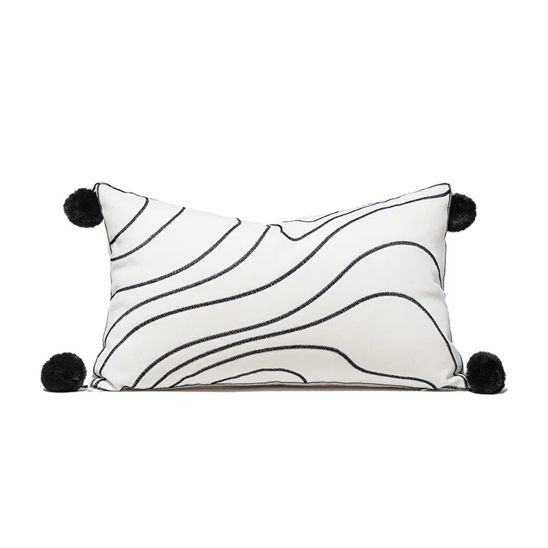 coussin géométrique laine coton contemporain beige gris noir décoratif sofa lit voiture