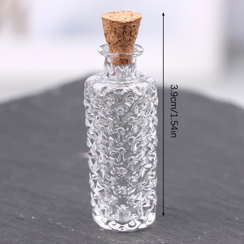 miniatures bouteilles verre transparent texturé vintage bouchons liège couvercle verre