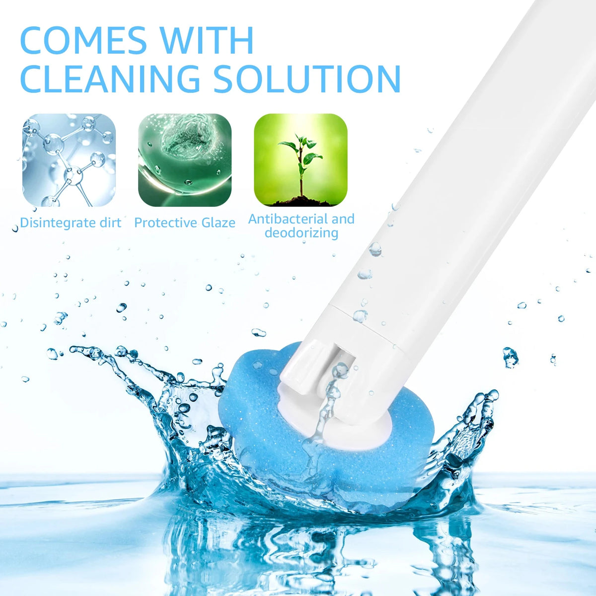 brosse toilette jetable tête interchangeable adhésif moderne blanc bleu granuleux 40cm conteneur