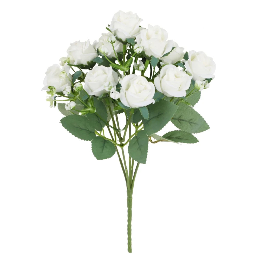 bouquets roses artificielles rouge blanc orange décoration intérieure mariage anniversaire fêtes chambre maison