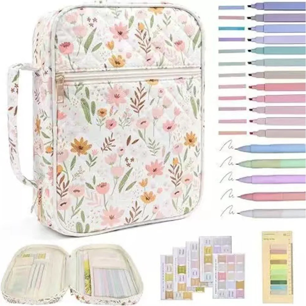 sac main réutilisable coton fleurs moderne poignée détachable blanc rose vert jaune bleu élégant