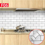 sticker mural moderne carreaux brique adhésif imperméable anti moisissure blanc