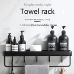 étagère salle bain double niveau murale alliage aluminium noir lisse moderne serviettes pots crèmes