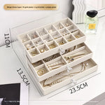 boîte bijoux velours beige clair poignées moderne rangement colliers bagues montres boucles d'oreilles