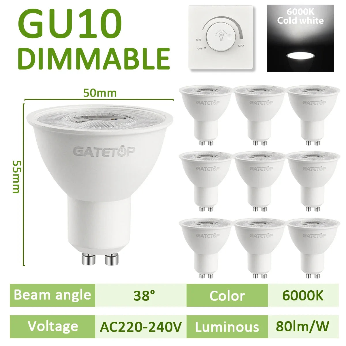 ampoule led gu10 blanc moderne rail éclairage intérieur maison chambre salon projecteur 50w