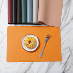 tapis table moderne orange vert gris simili cuir antidérapants facile nettoyer assiettes fourchettes couteaux