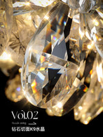 Suspension lumineuse moderne transparente argentée fleurs cristal 3000k 6000k chambre salon