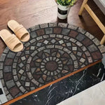 tapis moderne mosaïque pierres motifs floraux noir marron beige gris antidérapant extérieurintérieur