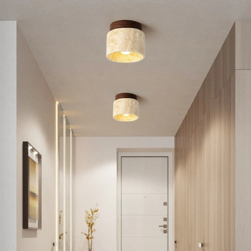 applique murale moderne pierre naturelle beige brun clair opacité downlight 6000K 4000K 3000K