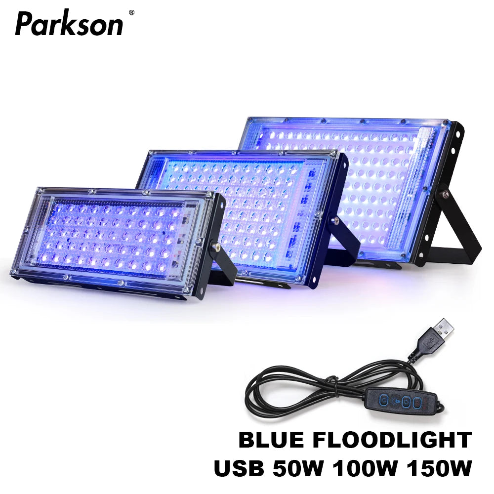 projecteur led 100w 150w bleu moderne câble usb interrupteur distance tringle ip66
