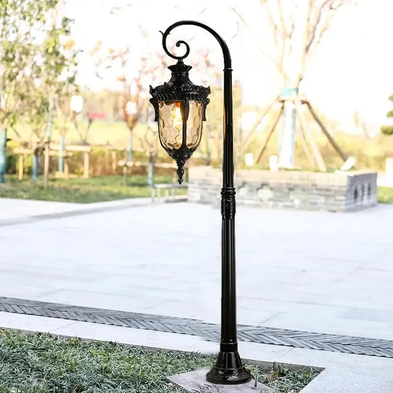 lampe jardin classique ornements sculptés opale noir extérieure ip65 led éclairage public base solide