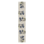 chambre coucher salon chemin table lin floral tulipes aquarelle beige bleu vert orange deco