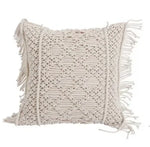 coussin tissé main bohème motif géométrique beige carré coton décoratif lit simple opacité sans