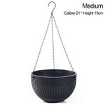 pots suspendus tressés noir blanc bleu moderne crochet chaine cloison autoarrosant