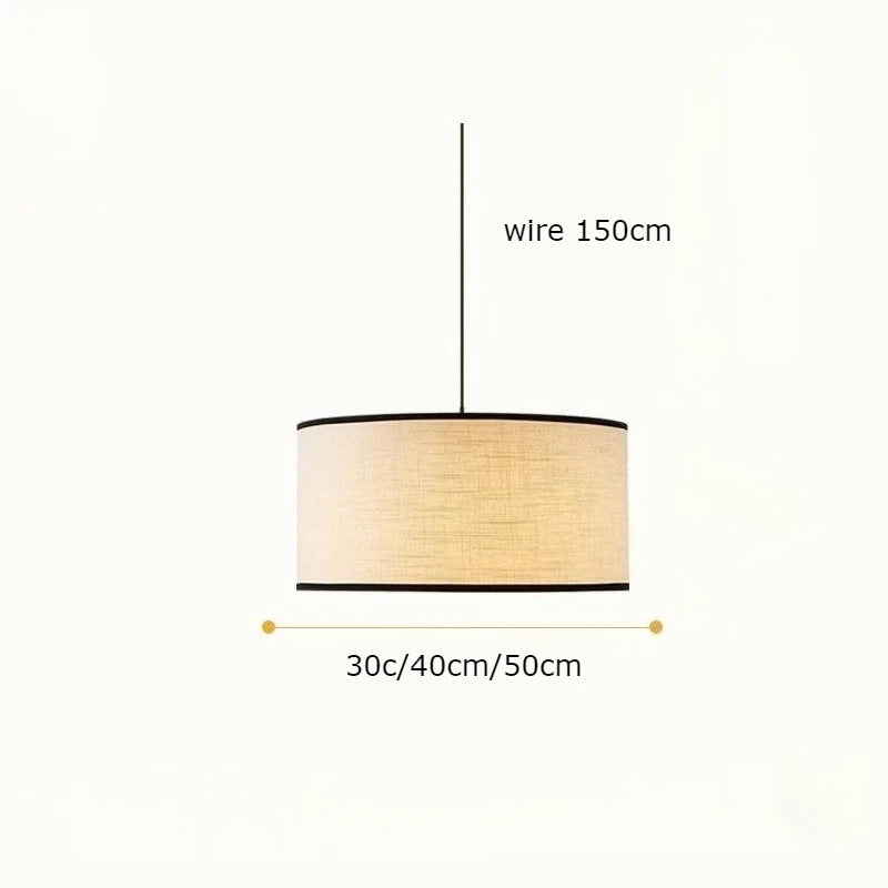 lampe suspendue tissu moderne beige noir 30cm 40cm 50cm opaque chambre restaurant