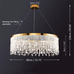 chandelier cristal moderne doré suspension cristaux prismes luxueux transparent multiples formes