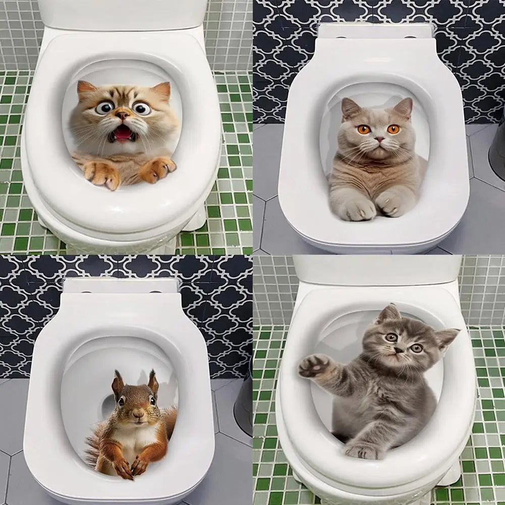 toilettes chat blancs adhésifs animaux moderne salle bains couverture imprimée bricolage