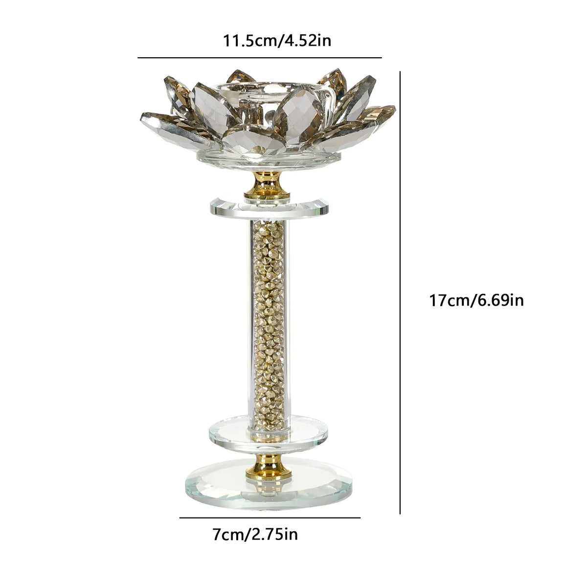 support bougie transparent fleurs lotus doré élégant moderne zen intérieur décoration sophistiquée lumineux chambre