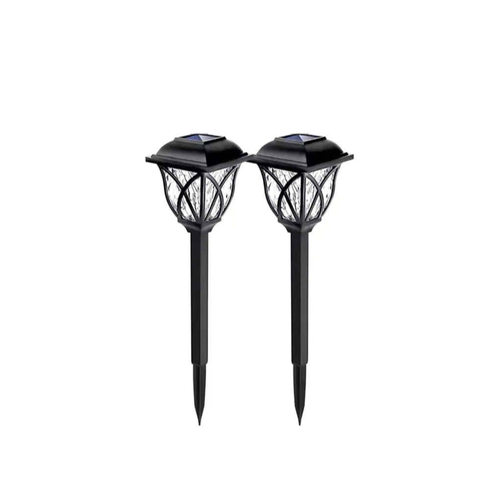 éclairage solaire extérieur moderne transparent motifs géométriques spike noir 60lm lumière chaude jardin autonomes