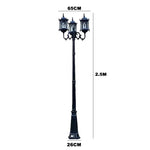 Lampadaire extérieur trois têtes or noir classique éclairage public ip65 led hand brushed bronze