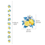 rideau blanc jaune bleu motif citron feuilles adhésif décoration anniversaire fête vintage