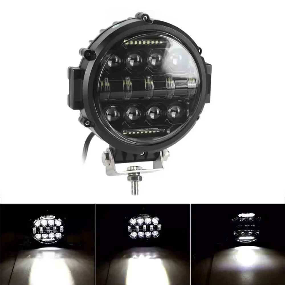 projecteur led phare noir ribbed moderne vis fixé 12v 24v antibrouillard éclairage routier haute