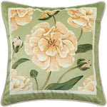 coussin carré velours fleuri vert clair vintage 45x45cm 55x55cm décoration maison lit sofa farmhouse