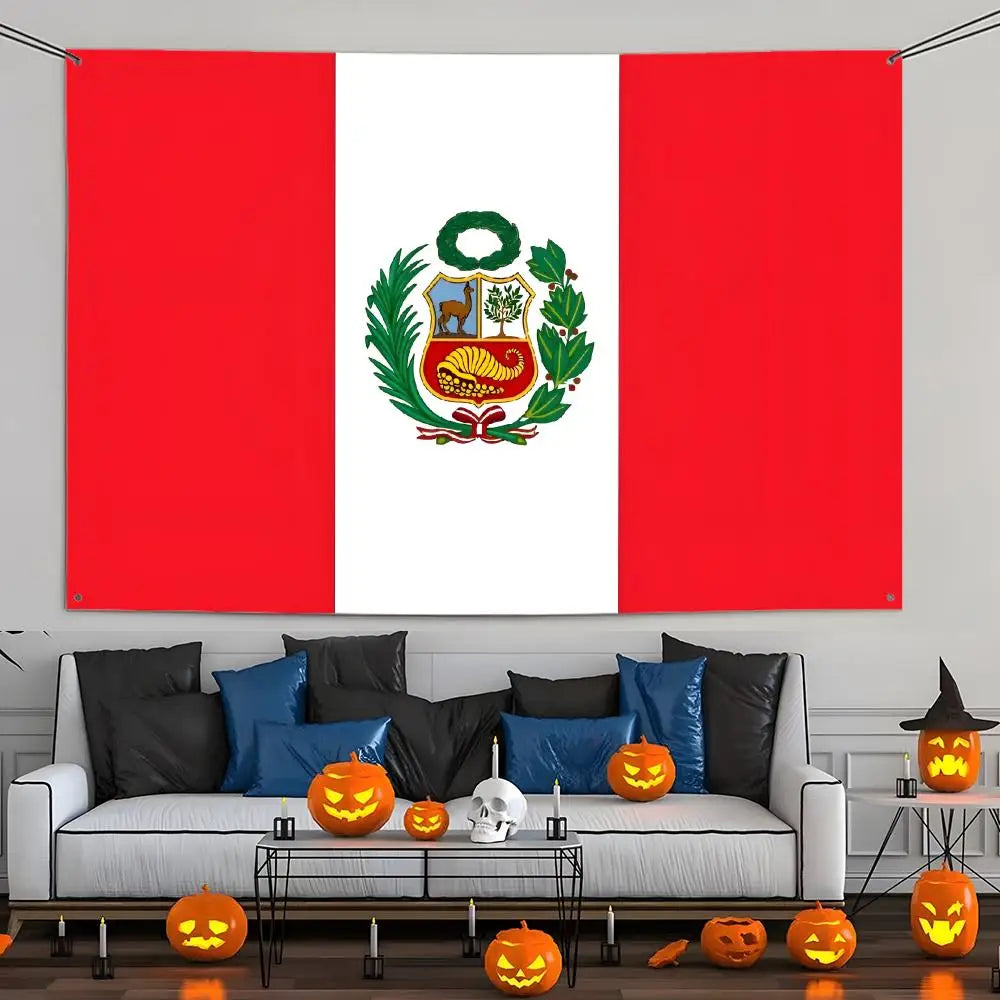 drapeau pérou rouge blanc emblème feuilles métalliques classique décoration murale salon fêteextérieur