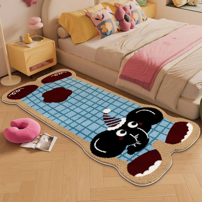 tapis dessin animé animaux mignons imitation cachemire polyestère antidérapant résistant décoloration intérieurextérieur