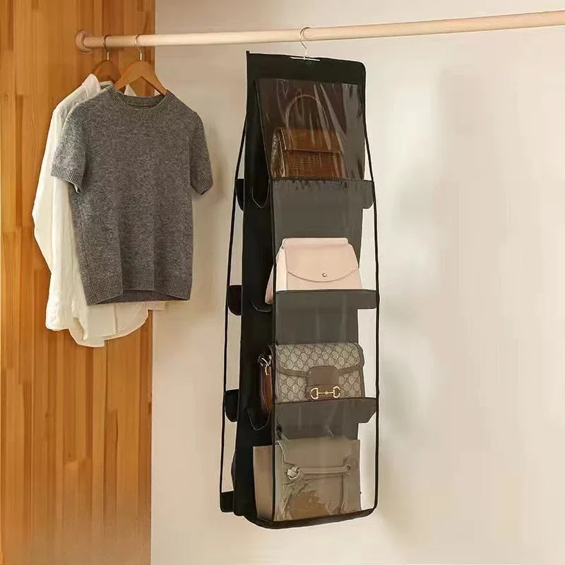 sacs rangement suspendus transparents blancs plaid marron beige anti poussière réutilisables moderne crochets
