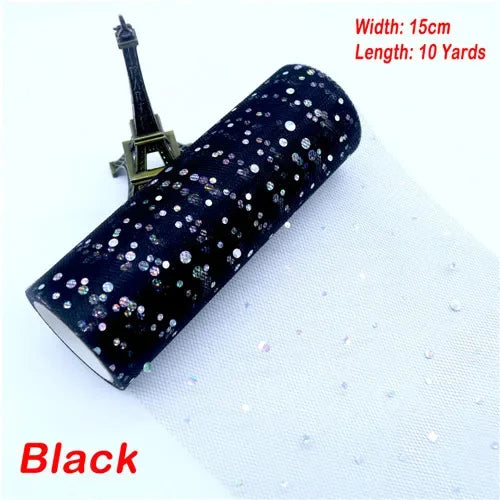 tulle paillettes bleu rose vert violet noir blanc 15cm 10yards polyester décoratif mariage anniversaire