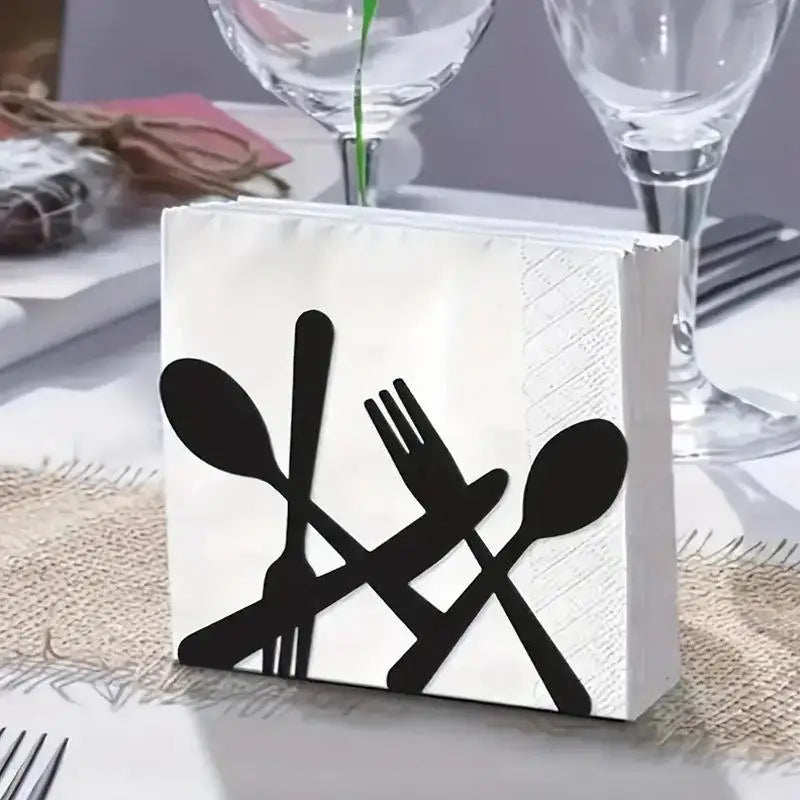 porte serviettes moderne motif fleur lotus noir blanc adhésif cuisine restaurant