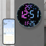 Horloge intelligente circulaire en blanc avec affichage LED coloré