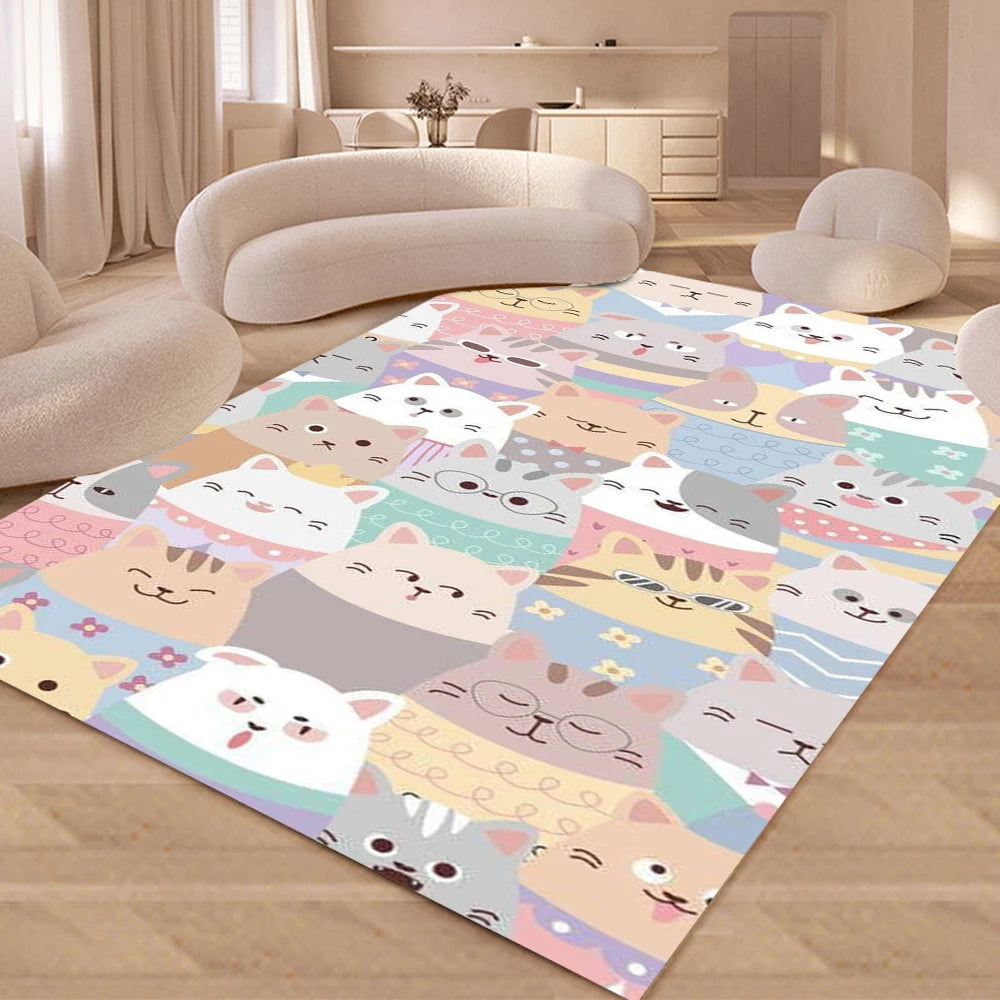 tapis moderne chatons mignons multicolore expression différente salon chambre décoration polyester polypropylène