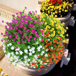 décoration extérieure bouquet artificiel fleurs simples feuilles vertes moderne blanc vert