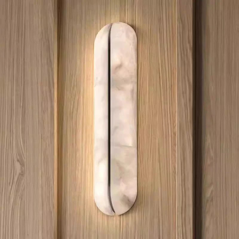 appliques murales modernes éclairage cuisine salle manger veines marbrées semi translucides lumière LED beige