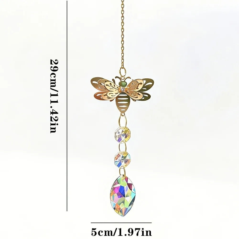 suncatchers abeille papillon cristal métal doré bohème décoratif lumineux or transparent
