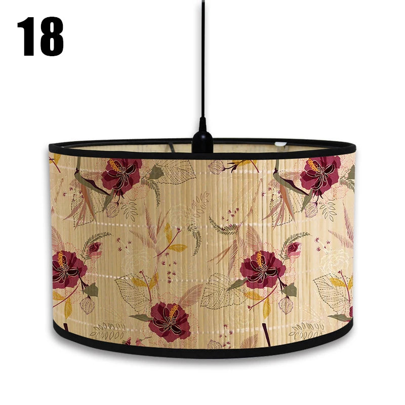 abat jour vintage bambou imprimé floral boho chic décoration maison art déco
