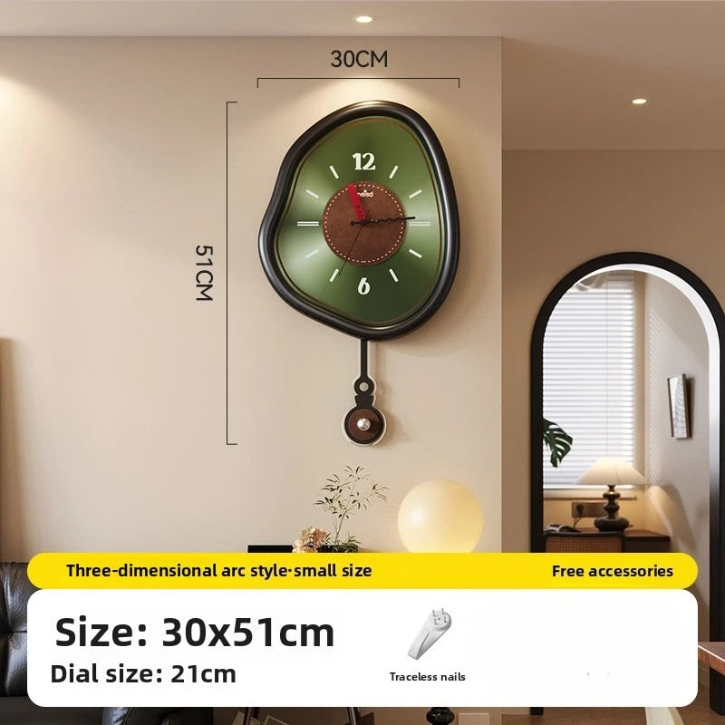 horloge murale vert noir texture cuir aiguille batterie living room retro moderne