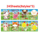 sticker animaux ferme multicolore cartoon adhésif diy activités enfants garçons filles fournitures bricolage artisanal