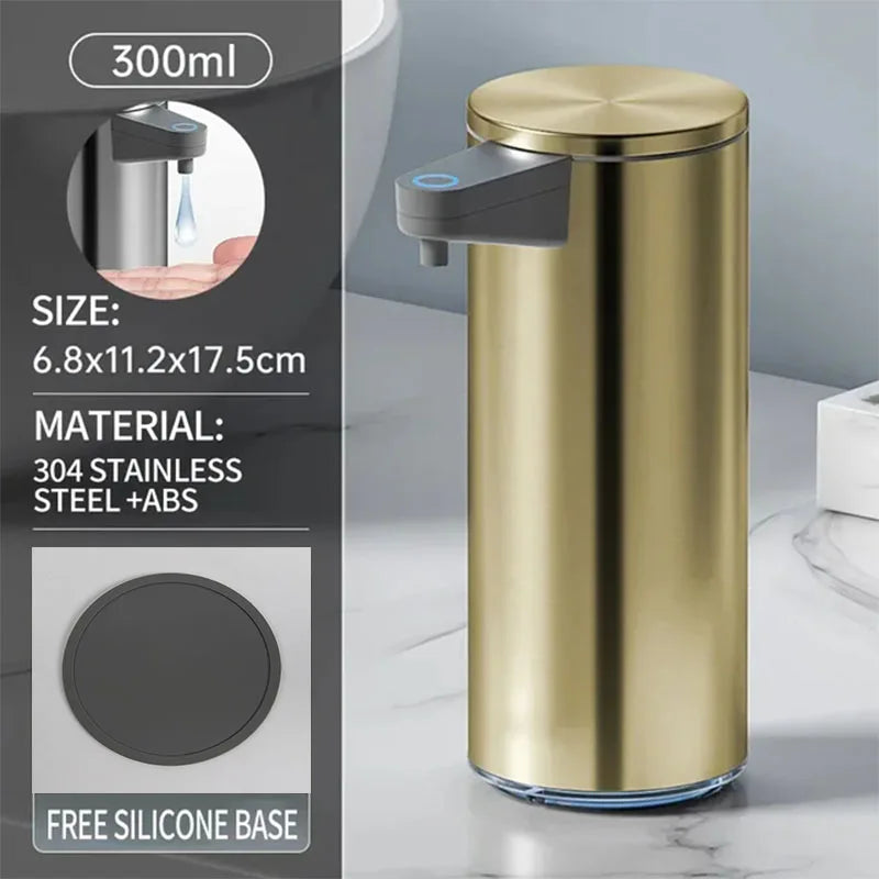 distributeur savon automatique gris métallisé lisse moderne minimaliste mousse liquide