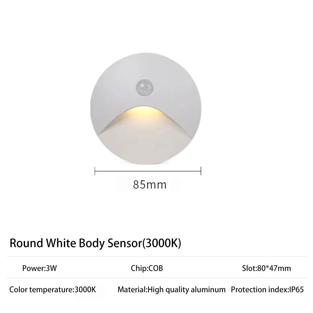applique murale led blanc noir capteur mouvement ip65 3w contemporaine fixe murentrée allée balcon