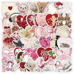 sticker adhésif rose coeurs ours fleurs lettres animaux décoratifs pack 50 pièces