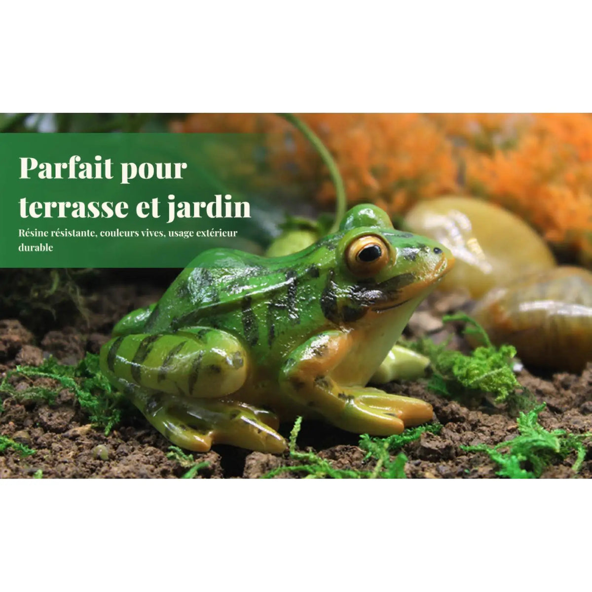 statue grenouille verte réaliste deco jardin ludique extérieure animaux decor vertesextérieur ornement