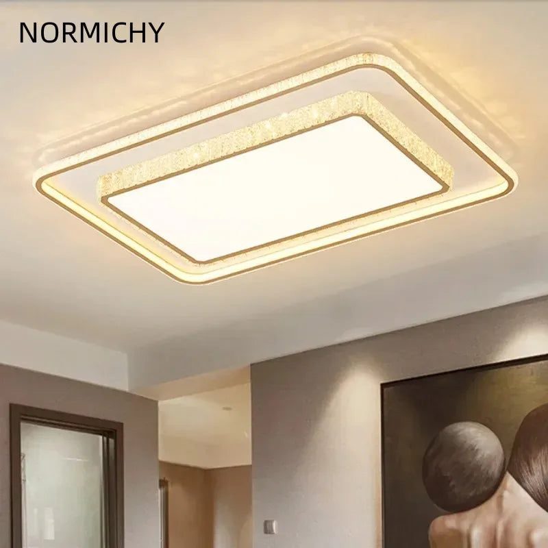lampe led moderne cristal doré salon chambre éclairage contemporain fixations invisibles haute luminosité