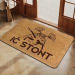 tapis d'entrée moderne marron clair imprimé personnage stylisé antidérapant extérieur porte chambre coucher decoration