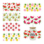 autocollants décoration diy fruits fleurs transparent tropical bouteille verre couvercle paille