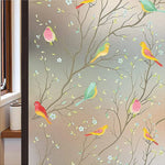 film décoratif fenêtre oiseaux gris branches fleurs moderne protection uv isolation thermique
